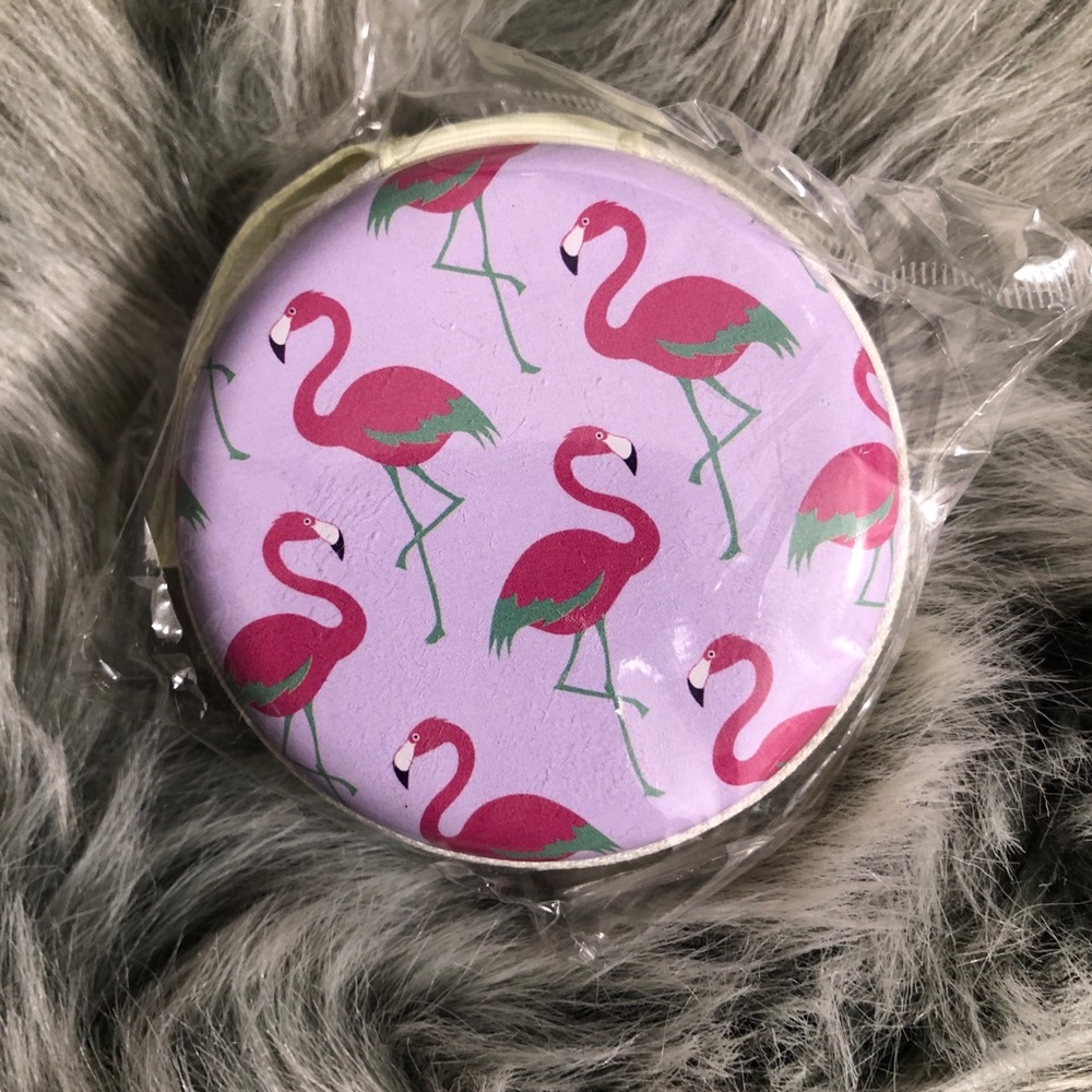 New ⭐️ Pink Flamingos Circle Coin Stash Purse